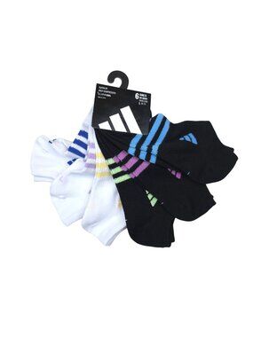 Adidas Girls Superlite Arch Compression No Show Socks 6-Pack Large (5Y-7Y)